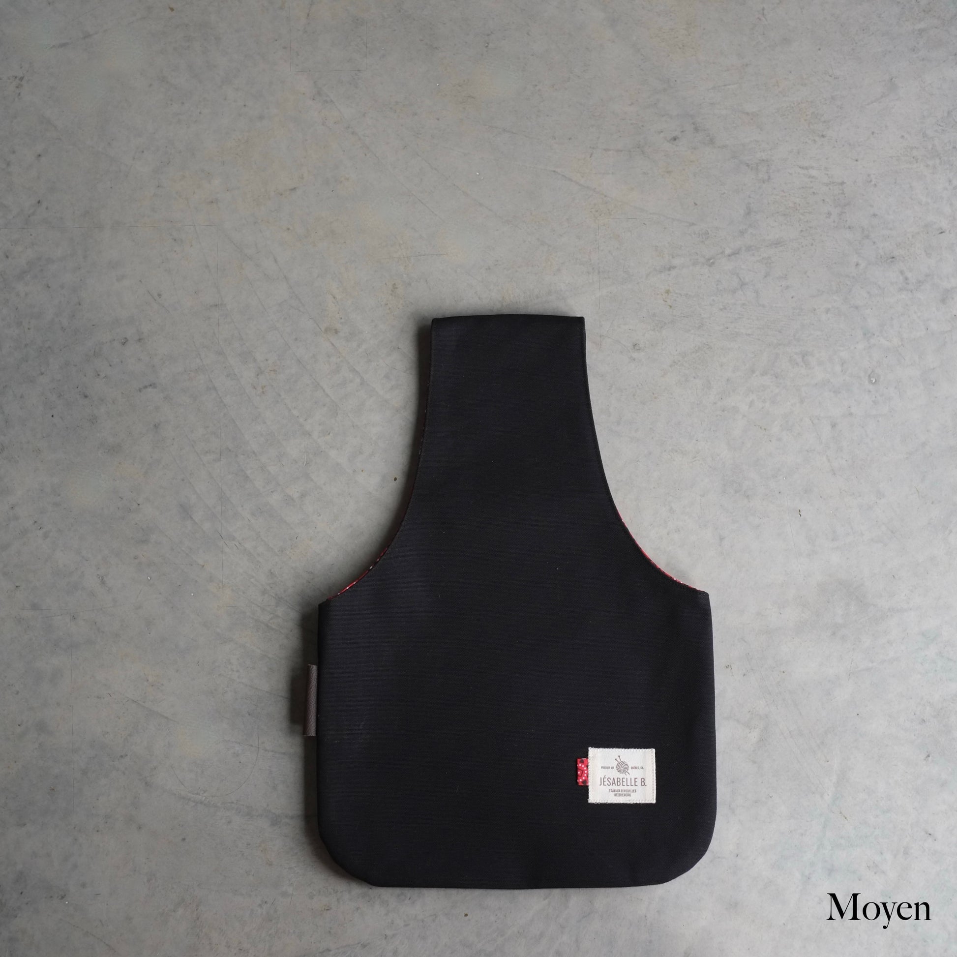 Sac à projet tricot format moyen en canvas noir — Medium black canvas knitting project bag — Jésabelle B.